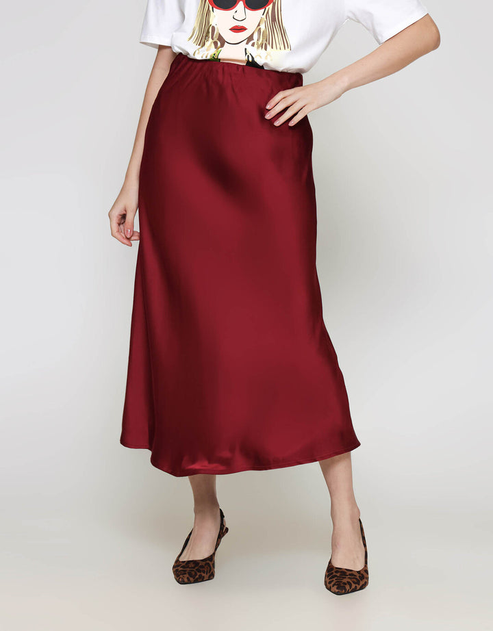 ZES Basic Sateen Rok Midi Wanita MELWB014