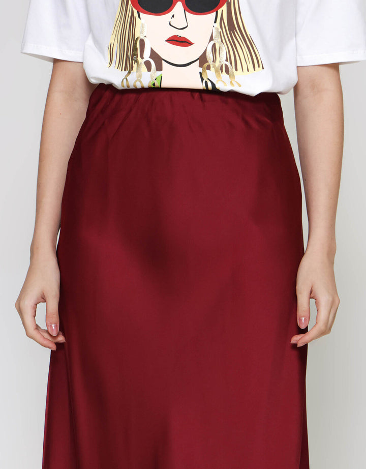 ZES Basic Sateen Rok Midi Wanita MELWB014