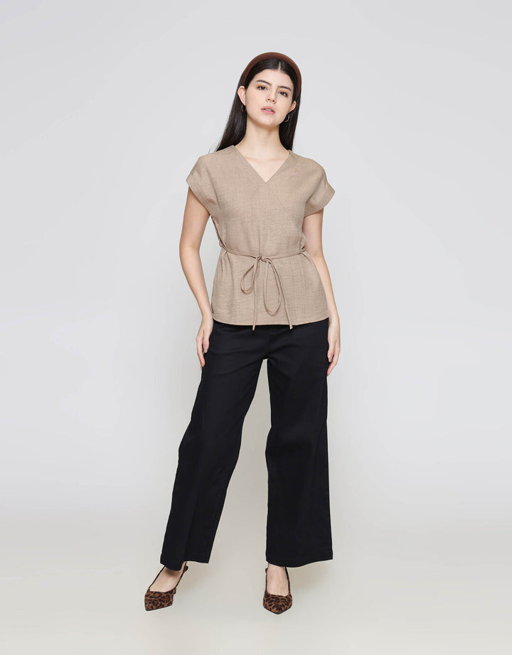 ZES Overlap Semi Kimono Blouse Wanita MELWT017