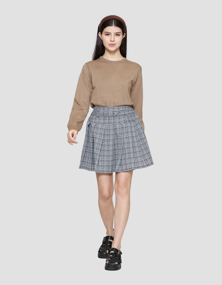 ZES Plaids With Belt Rok Mini Wanita MELWB015