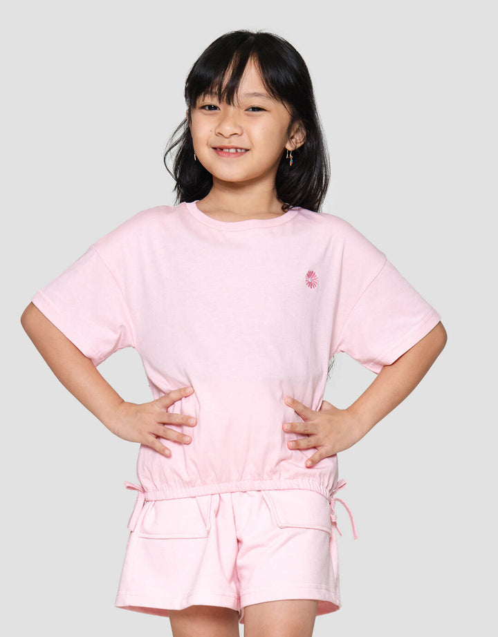 Little M Top Enzym Pita Samping Kaos Anak Perempuan