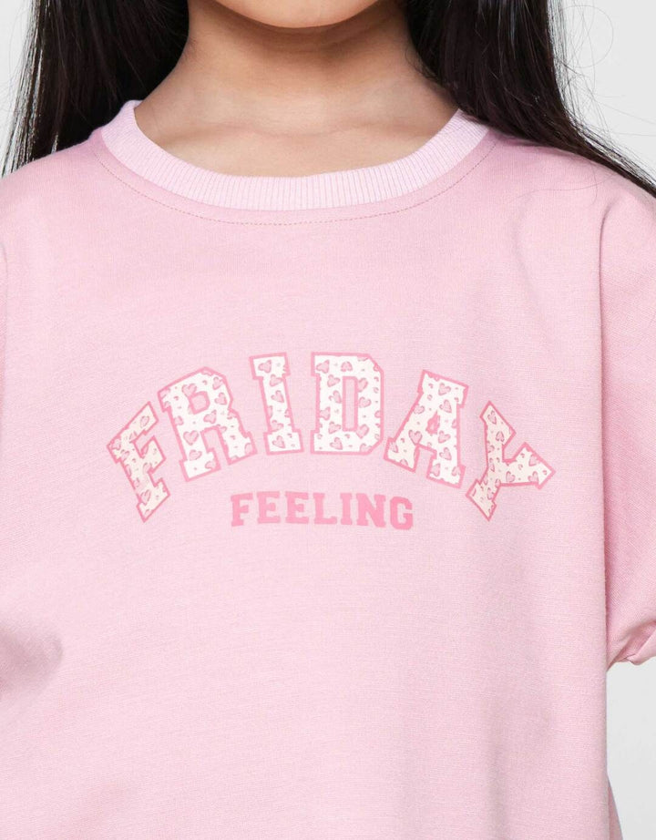 Little M Top Oversize Graphic Varsity Kaos Anak Perempuan