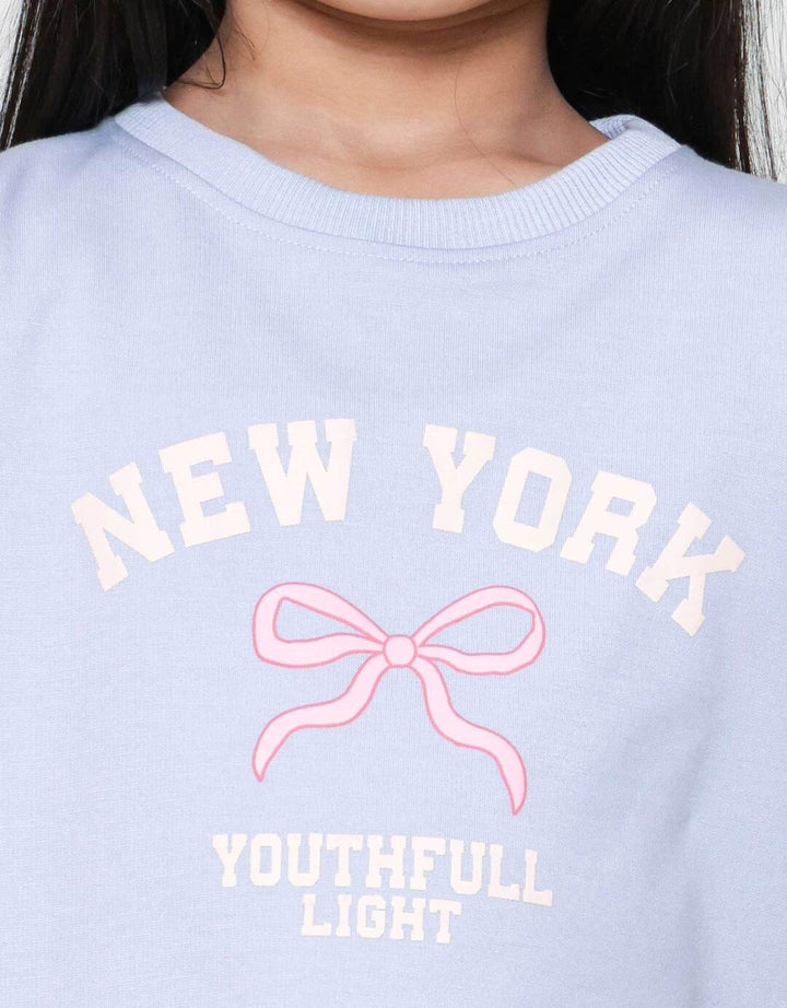 Little M Top Oversize Graphic Varsity Kaos Anak Perempuan