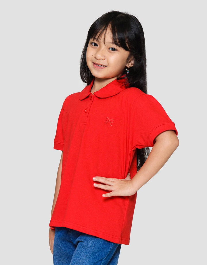 Little M Polo Kerah Bulat With Bordir Kaos Anak Perempuan
