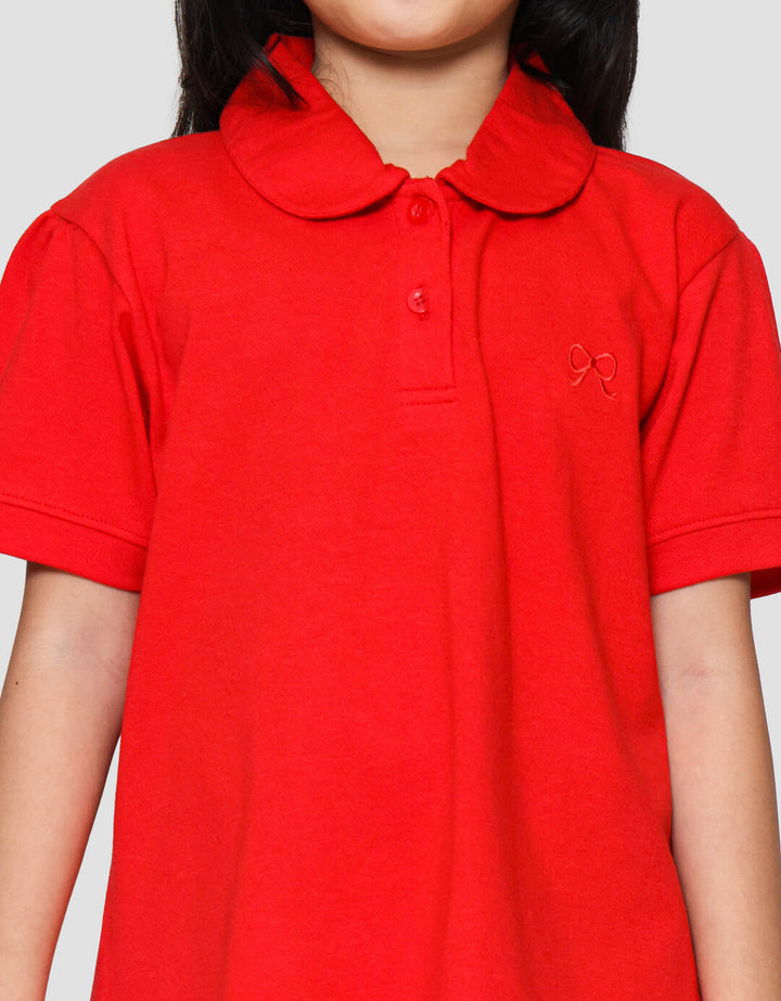 Little M Polo Kerah Bulat With Bordir Kaos Anak Perempuan