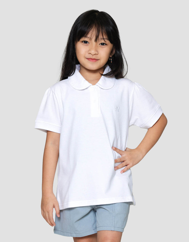 Little M Polo Kerah Bulat With Bordir Kaos Anak Perempuan