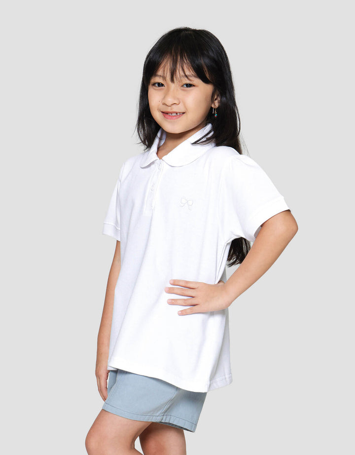 Little M Polo Kerah Bulat With Bordir Kaos Anak Perempuan