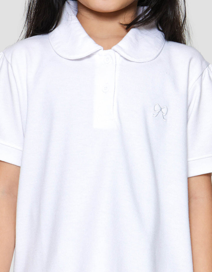 Little M Polo Kerah Bulat With Bordir Kaos Anak Perempuan
