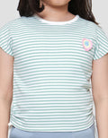 Little M Stripe With Crochet Kaos Anak Perempuan