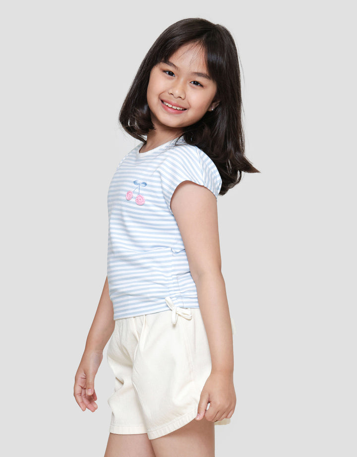 Little M Stripe With Crochet Kaos Anak Perempuan