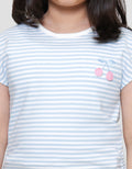 Little M Stripe With Crochet Kaos Anak Perempuan