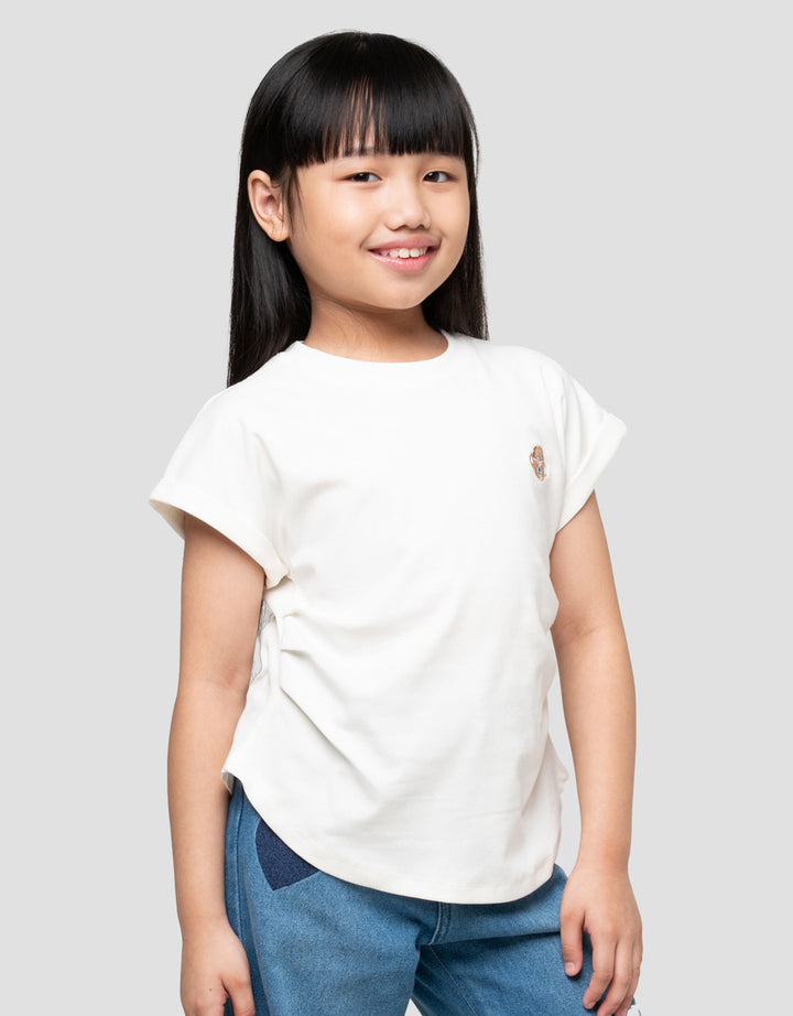 Little M Crop Kerut Samping Kaos Anak Perempuan