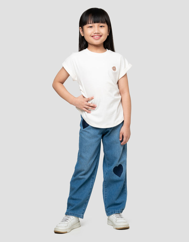 Little M Crop Kerut Samping Kaos Anak Perempuan