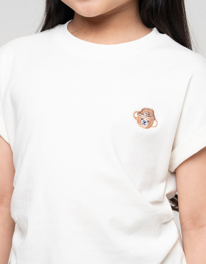 Little M Crop Kerut Samping Kaos Anak Perempuan