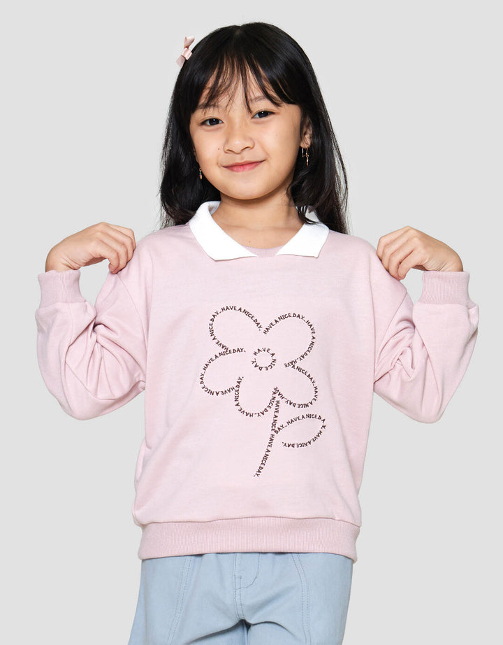 Little M Collar Aplikasi Love Sweater Anak Perempuan