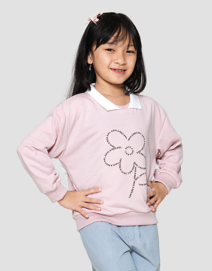 Little M Collar Aplikasi Love Sweater Anak Perempuan