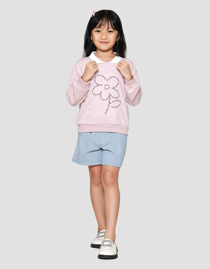 Little M Collar Aplikasi Love Sweater Anak Perempuan