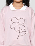 Little M Collar Aplikasi Love Sweater Anak Perempuan