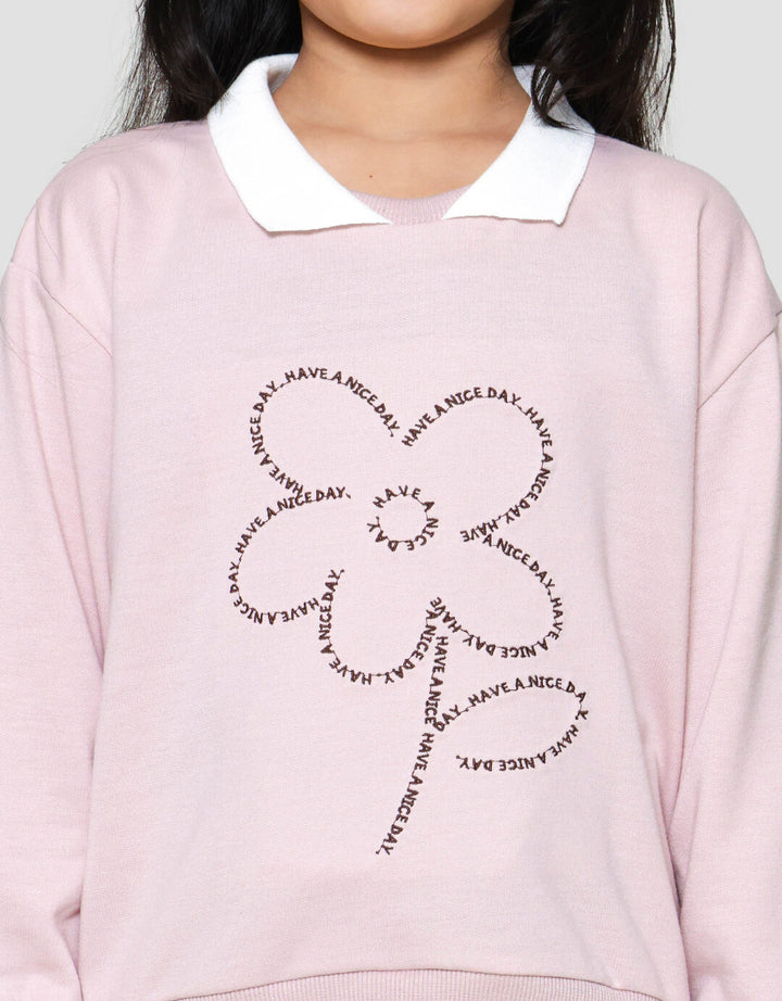 Little M Collar Aplikasi Love Sweater Anak Perempuan
