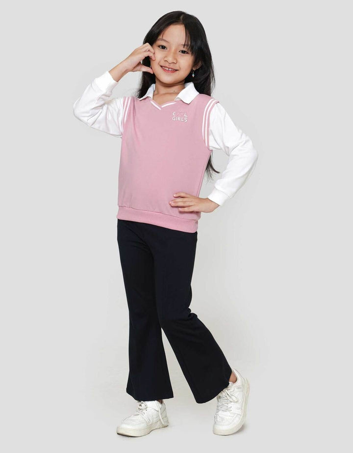 Little M 2In1 Kerah V Sweater Anak Perempuan