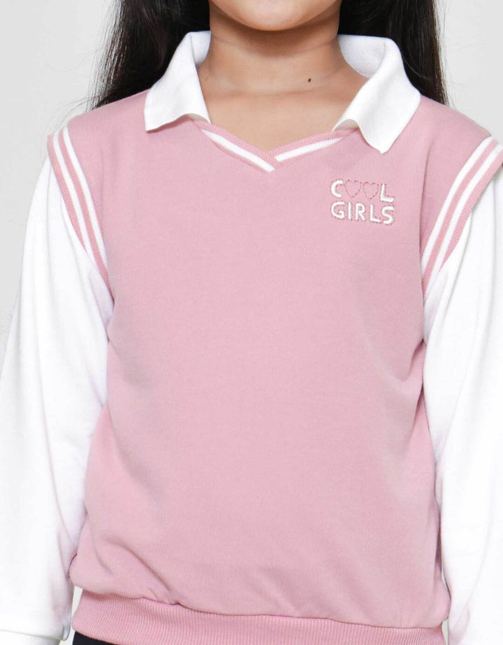 Little M 2In1 Kerah V Sweater Anak Perempuan