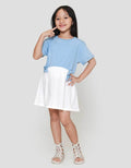 Little M Short Sleeve Midi Dress Kombi Woven Pita Depan