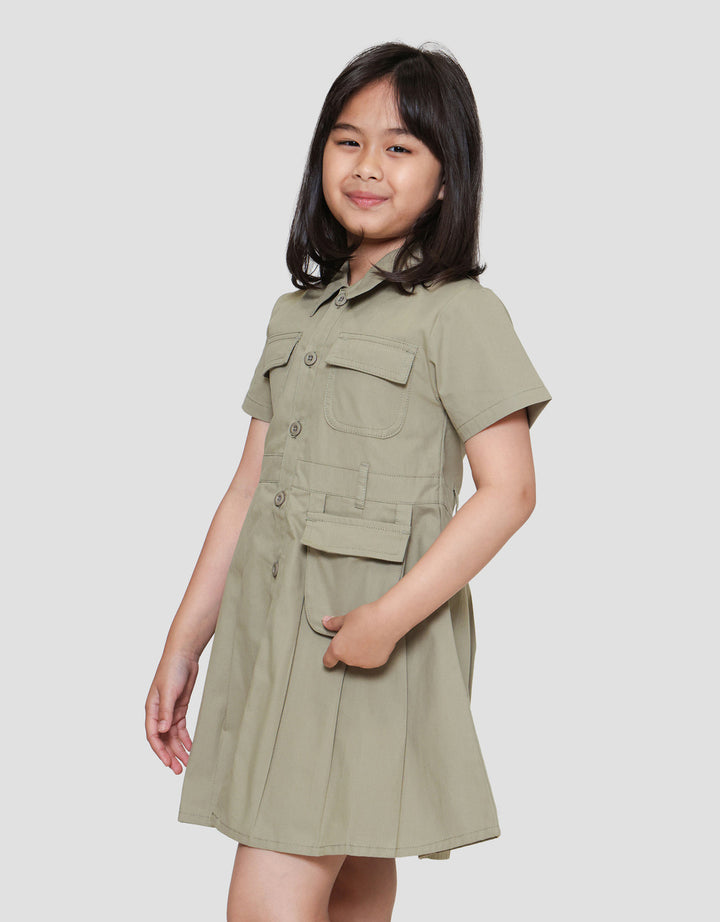 Little M Baby Kanvas Pocket Midi Dress Anak Perempuan