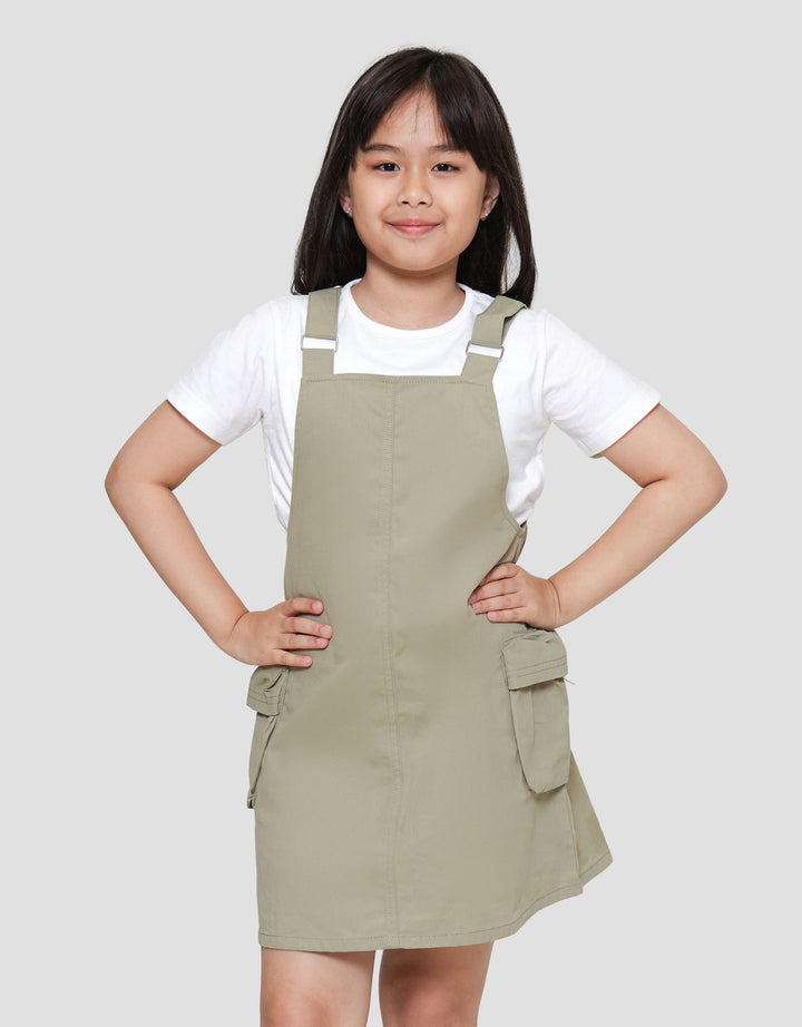 Little M Overall Baby Kanvas Kargo Midi Dress Anak Perempuan