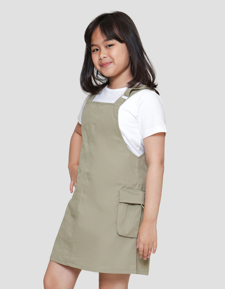 Little M Overall Baby Kanvas Kargo Midi Dress Anak Perempuan