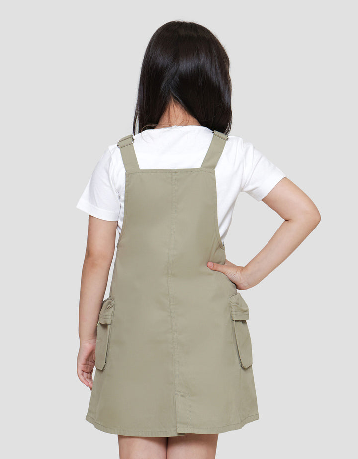 Little M Overall Baby Kanvas Kargo Midi Dress Anak Perempuan