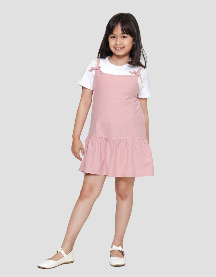 Little M 2 Pcs Tali Pita Midi Dress Anak Perempuan