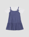 Little M 2 Pcs Tali Pita Midi Dress Anak Perempuan