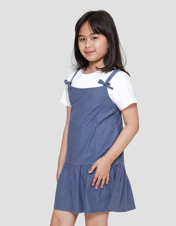 Little M 2 Pcs Tali Pita Midi Dress Anak Perempuan