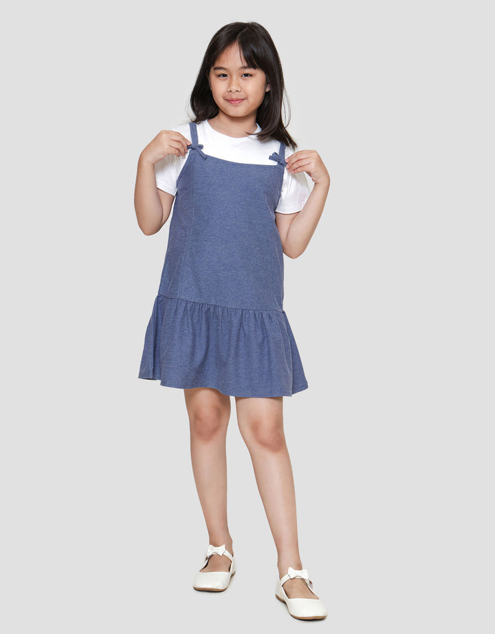 Little M 2 Pcs Tali Pita Midi Dress Anak Perempuan