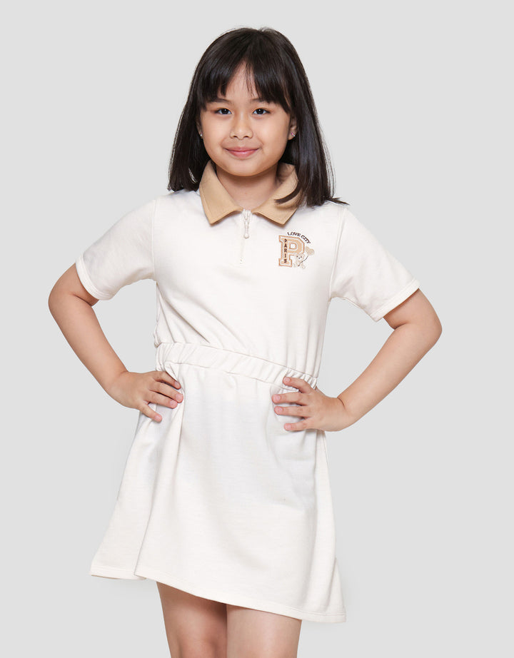 Little M Midi Dress Half Zip With Embro Anak Perempuan