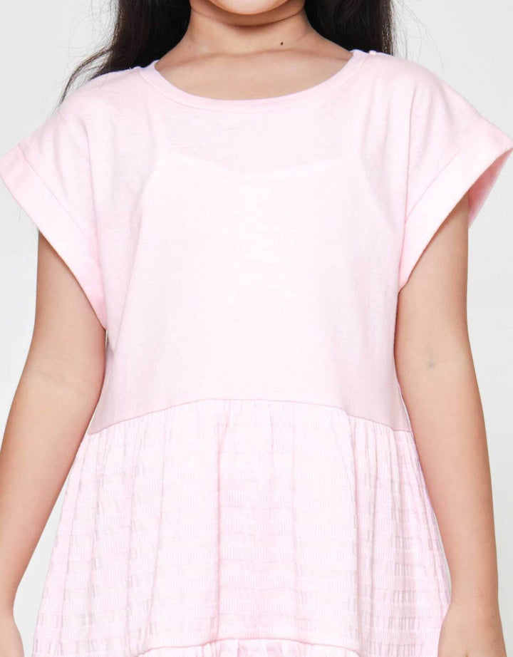 Little M Tier Tekstur Midi Dress Anak Perempuan