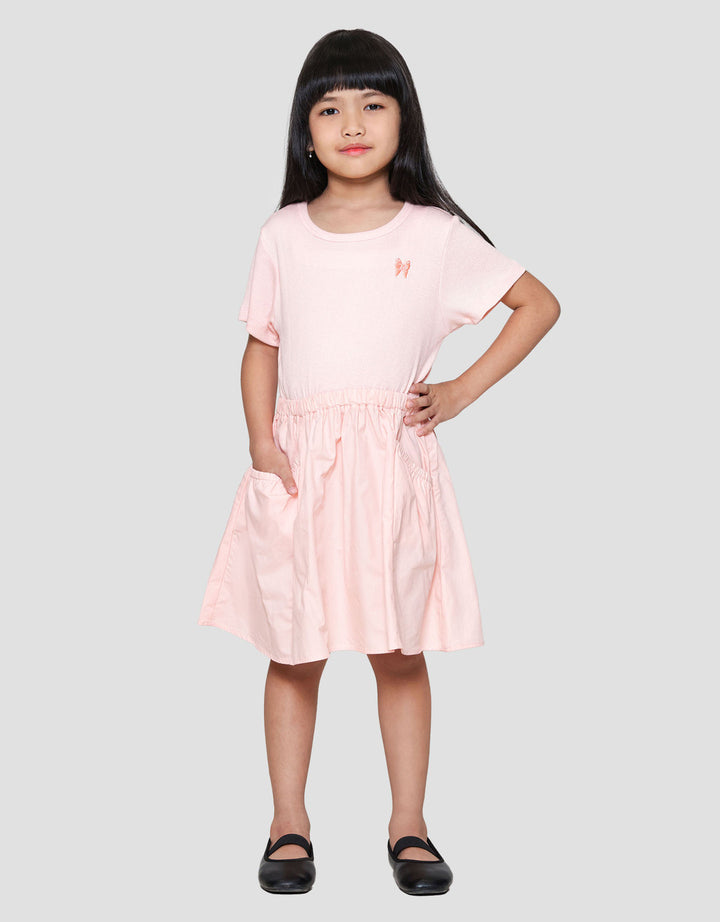 Little M Combi Rib Woven Midi Dress Anak Perempuan
