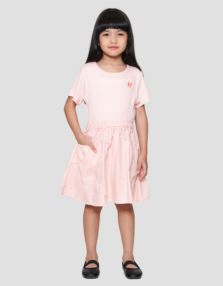 Little M Combi Rib Woven Midi Dress Anak Perempuan