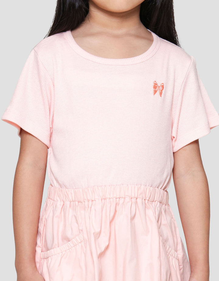 Little M Combi Rib Woven Midi Dress Anak Perempuan
