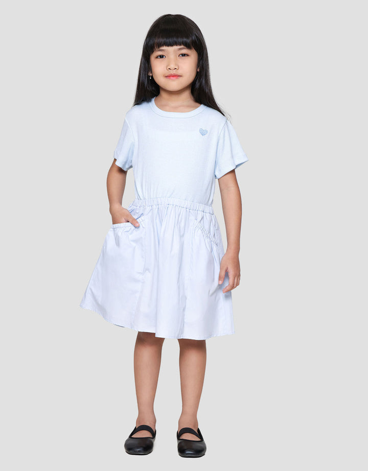 Little M Combi Rib Woven Midi Dress Anak Perempuan
