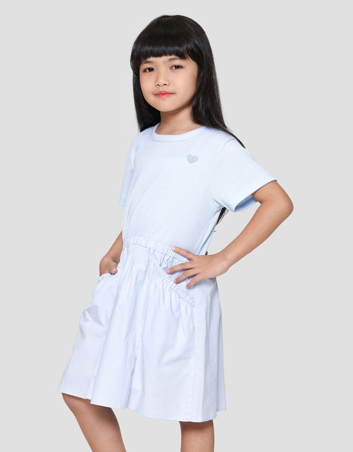Little M Combi Rib Woven Midi Dress Anak Perempuan