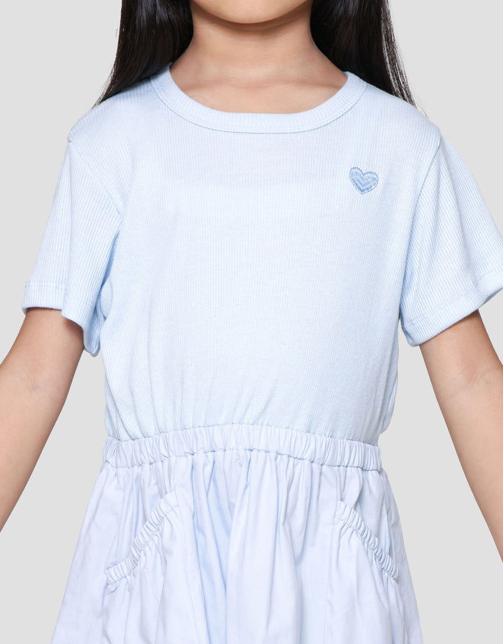 Little M Combi Rib Woven Midi Dress Anak Perempuan
