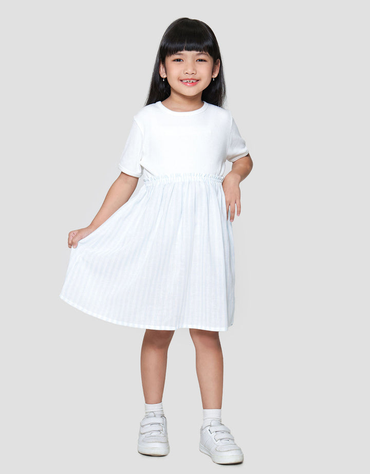 Little M Stripe Combi Rib Dress Anak Perempuan