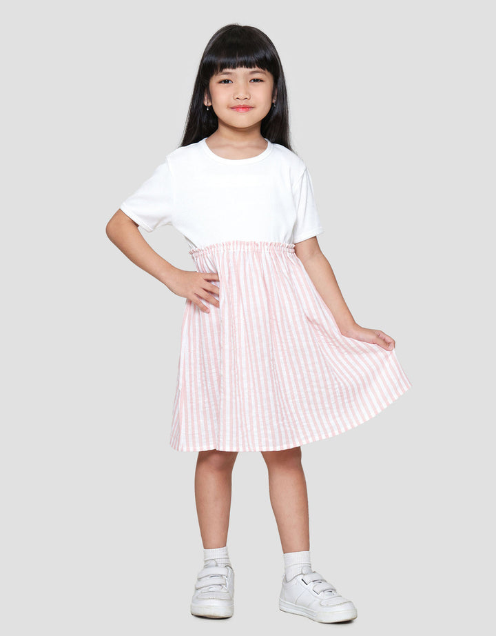 Little M Stripe Combi Rib Dress Anak Perempuan