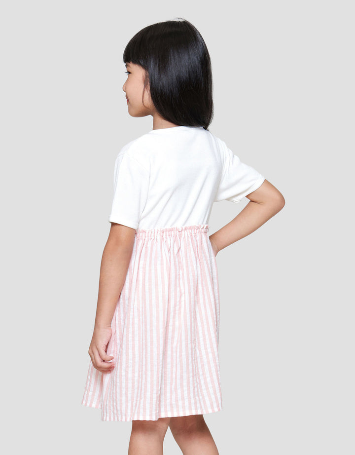 Little M Stripe Combi Rib Dress Anak Perempuan