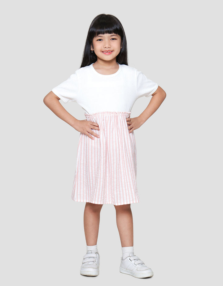 Little M Stripe Combi Rib Dress Anak Perempuan
