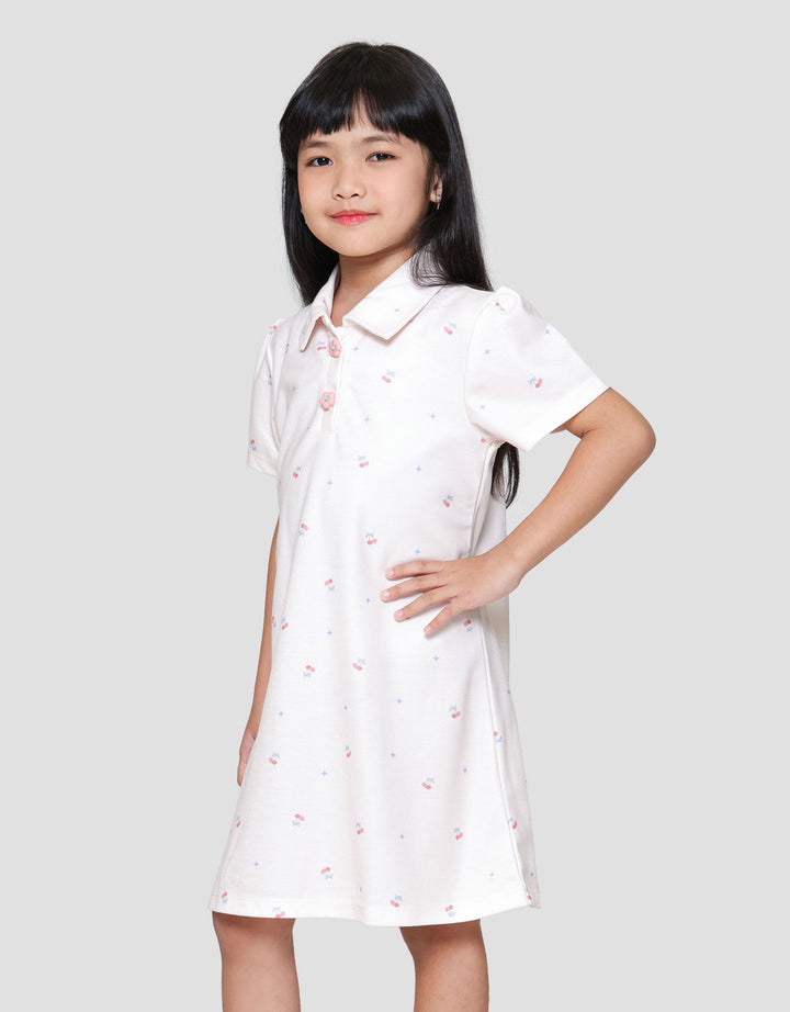Little M Polo Aop Cherry Midi Dress Anak Perempuan