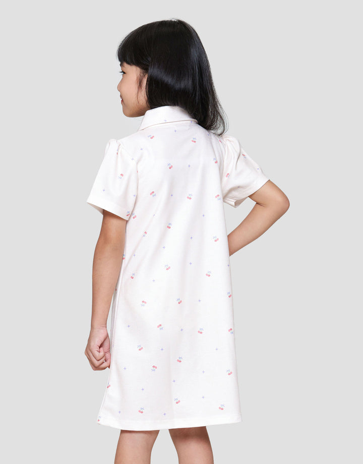 Little M Polo Aop Cherry Midi Dress Anak Perempuan