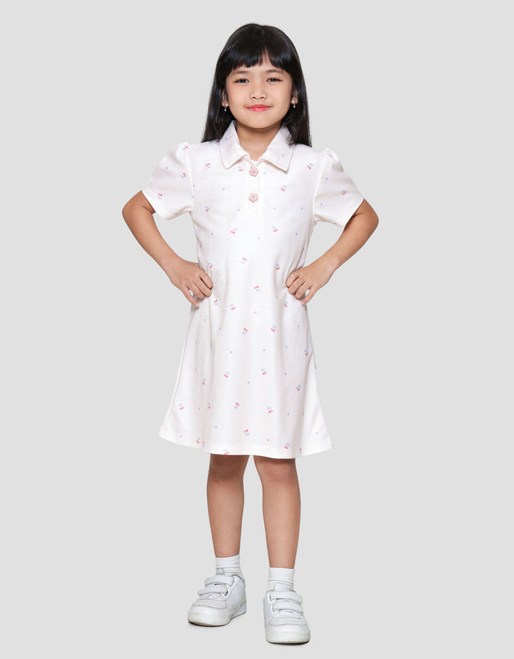 Little M Polo Aop Cherry Midi Dress Anak Perempuan