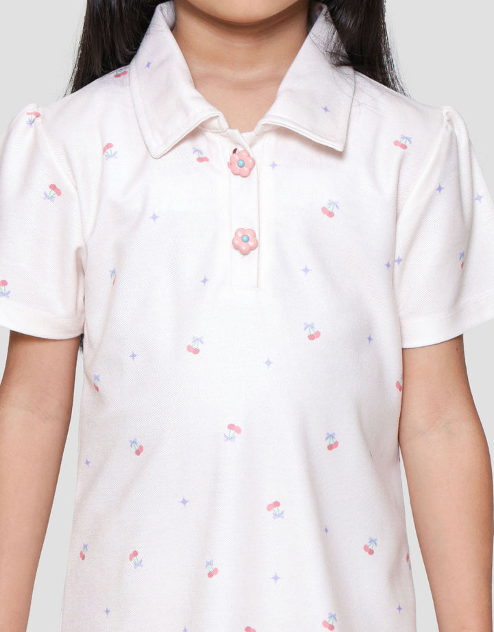 Little M Polo Aop Cherry Midi Dress Anak Perempuan